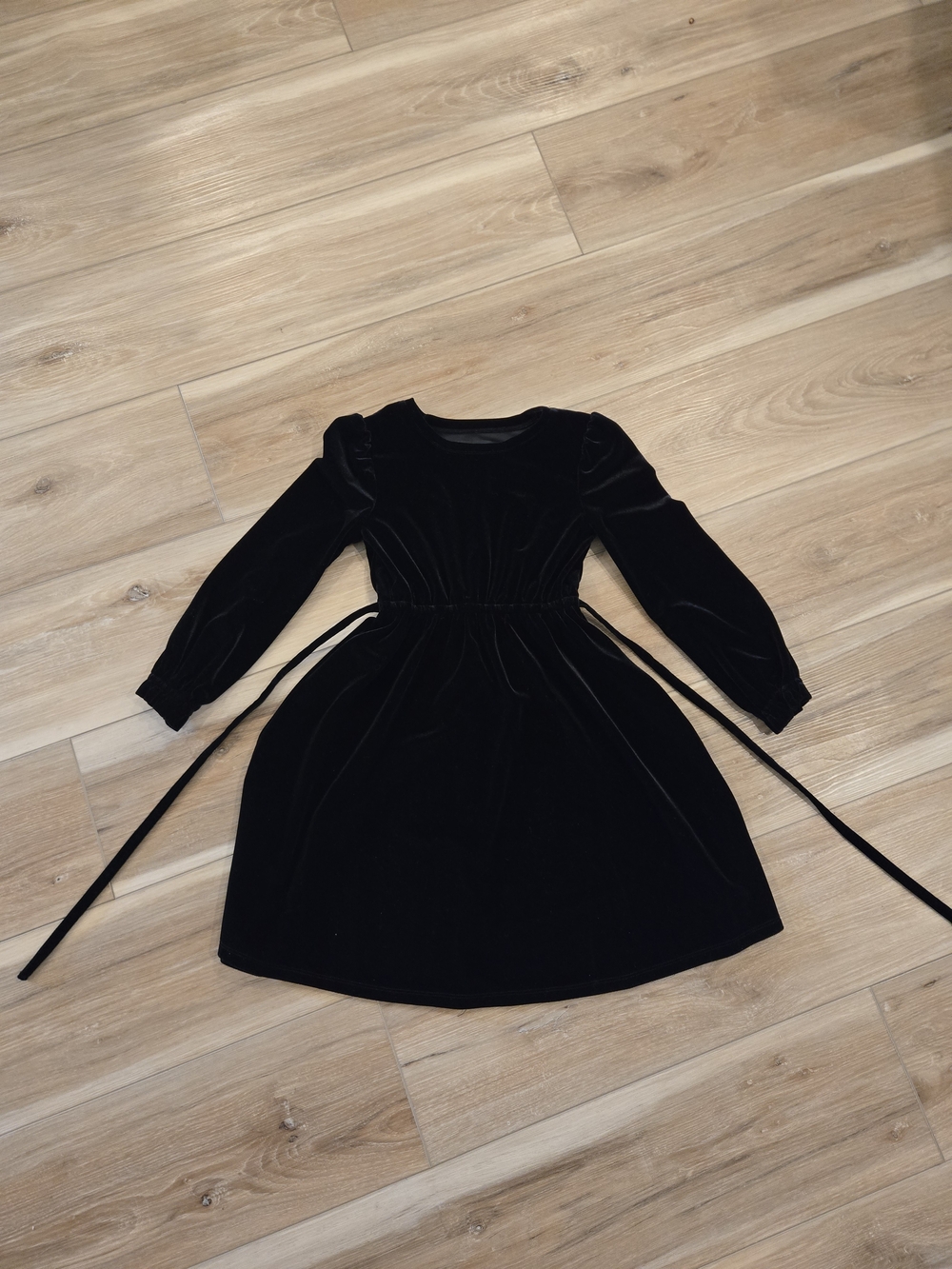 INC International Concepts Black Velvet Long-Sleeve Girls Dress